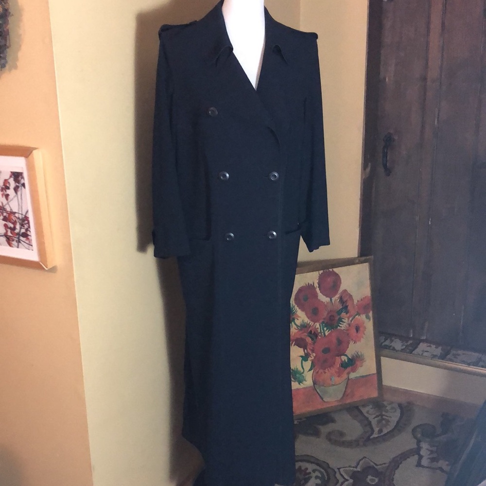 HILARY RADLEY Size 8 Navy  Trenchcoat Classic Luxury Elegant Fluid-Movement Lite